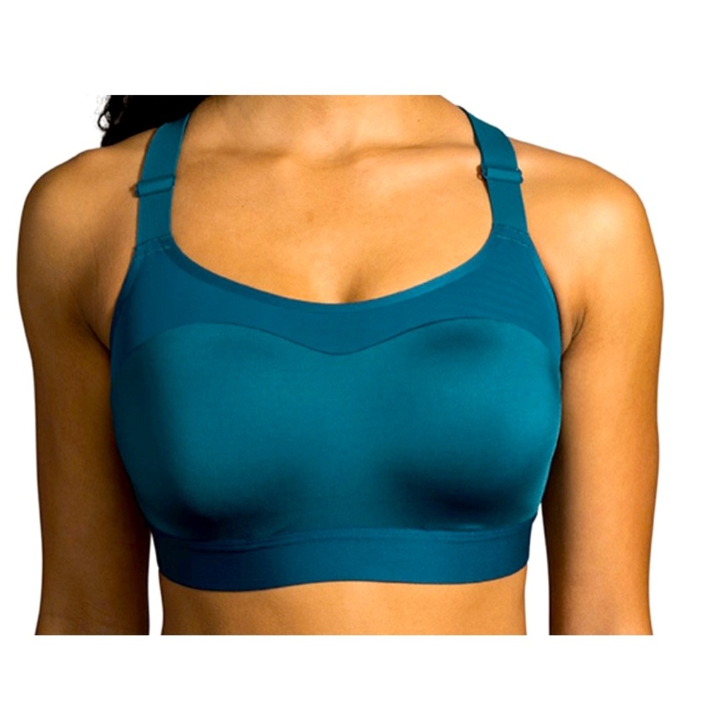 BROOKS Dare Racerback Run Bra. Deep Sea/Lime